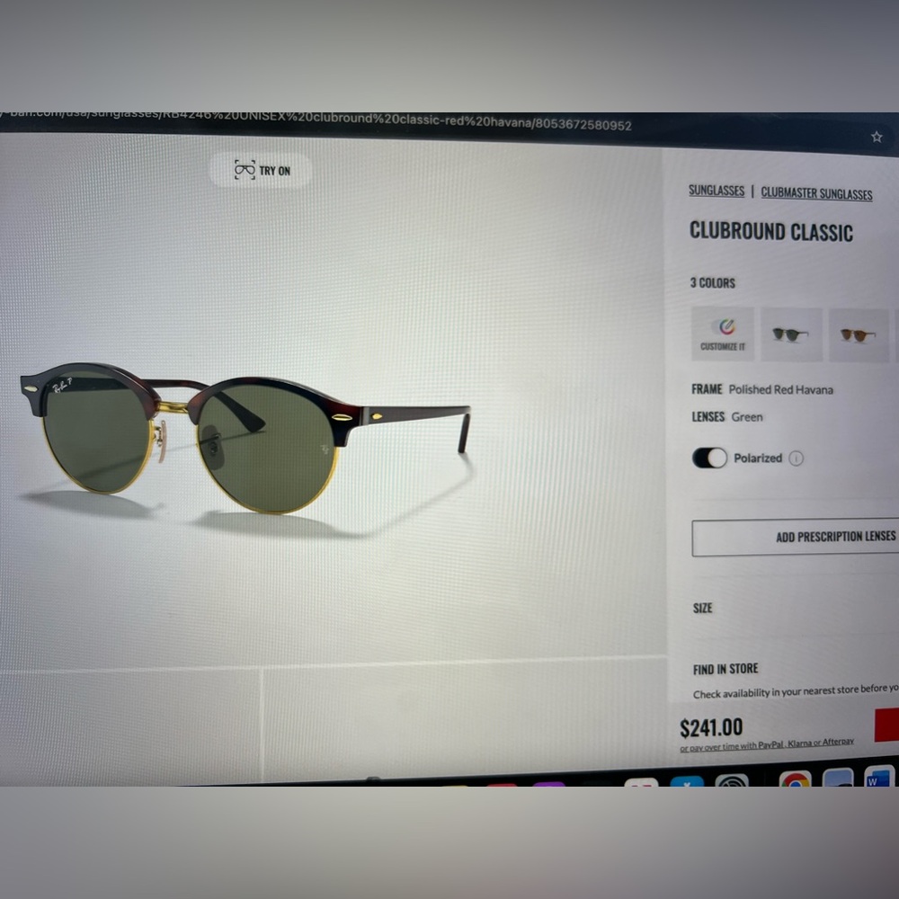 Ray Ban women’s club round classes sunglasses
